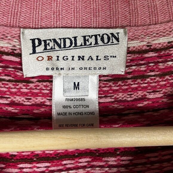 Pendleton Fair Isle Sweater Size Medium Pink Crewneck Pullover Nordic Ski Preppy - Picture 6 of 9